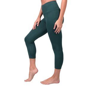 Yogalicious Lux Capri Leggings w Pockets NEW Deep Jade Green 1X Hi Rise MSRP $72